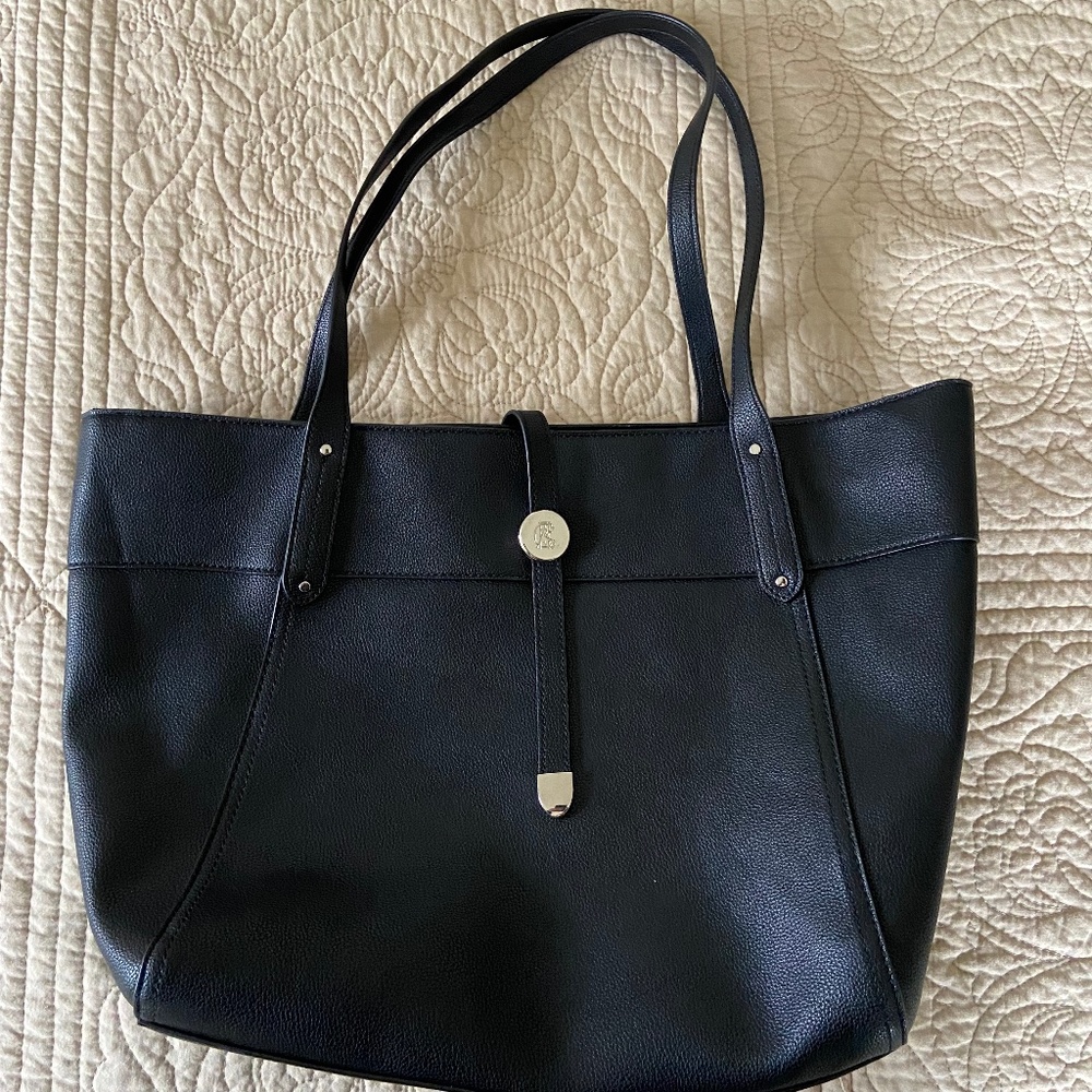Chaps by Ralph Lauren Black Leather Tote Bag